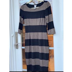Cache’ shimmer gold stripe dress